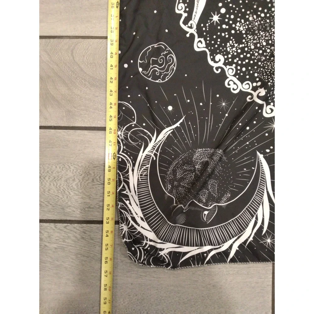 Black and White Tree of Life Celestial Tapestry Wall Hanging Sun Moon 59x51